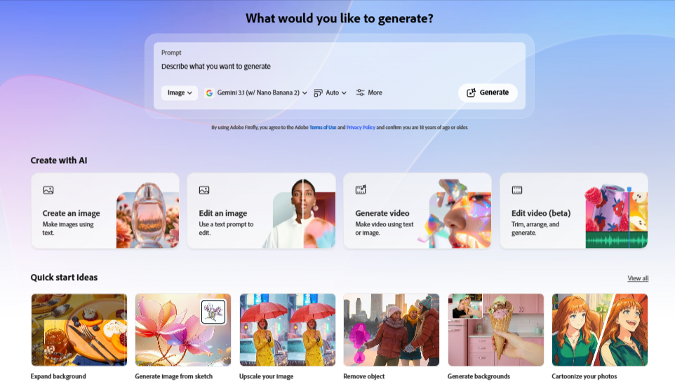 Adobe Firefly : Your ai powered creative space
