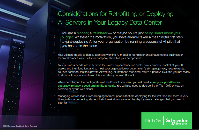 Considerations for Retrofitting or Deploying AI Servers in Your Legacy Data Center